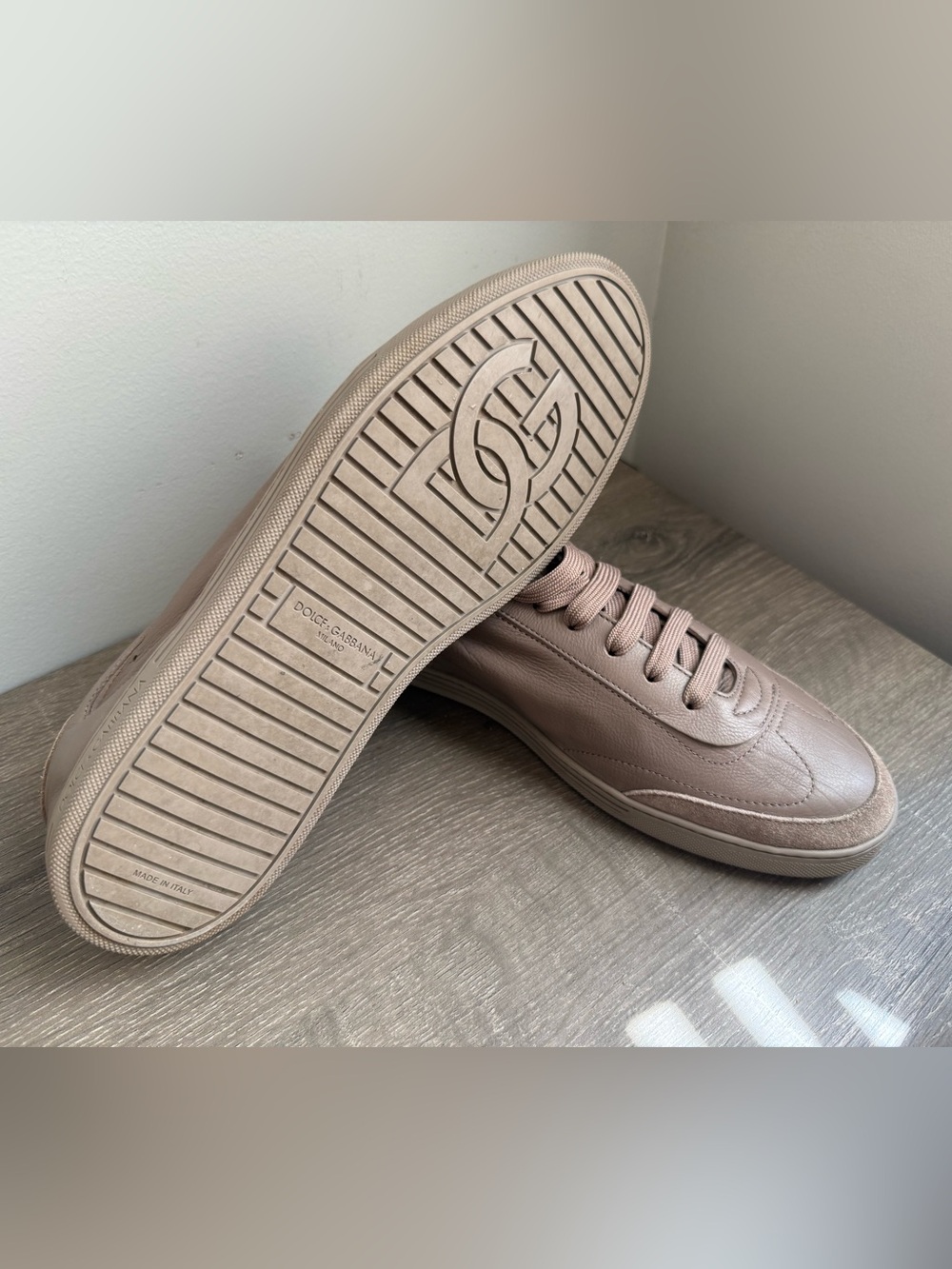 Dolce & Gabbana Men's Taupe Leather Sneakers - Picture 6 of 8